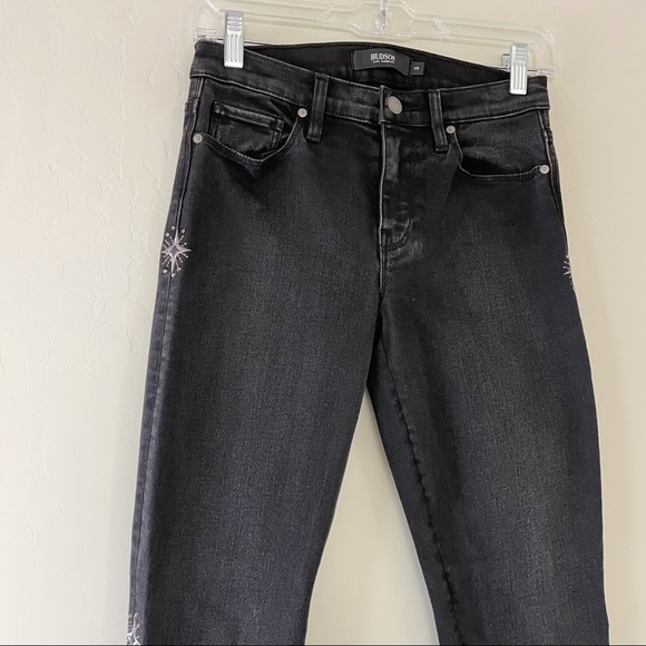 Hudson Nico Midrise Super Skinny Ankle Jeans Star Embellishments Black - Picture 7 of 16